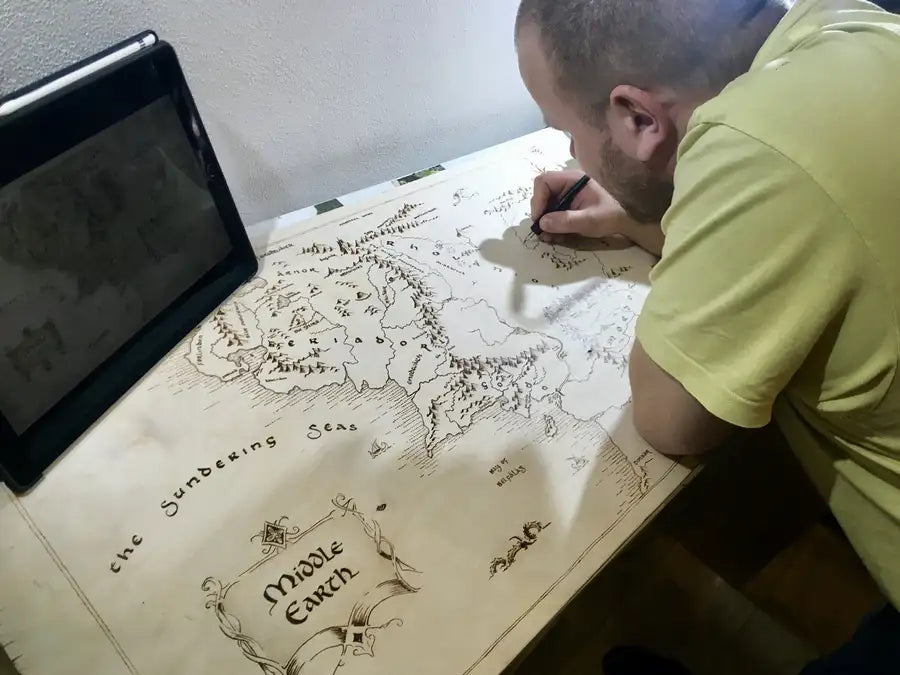 Wood burning Middle-Earth Map | Majp Crafts